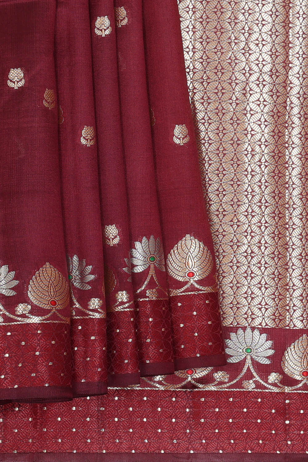 Image of Raw Mango Silk Maroon Saree